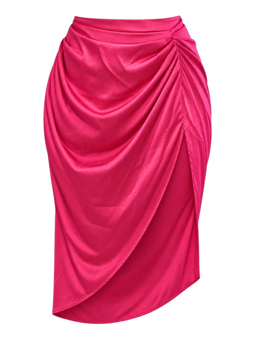 Hot Pink Satin Draped Wrap Skirt Size 1XL